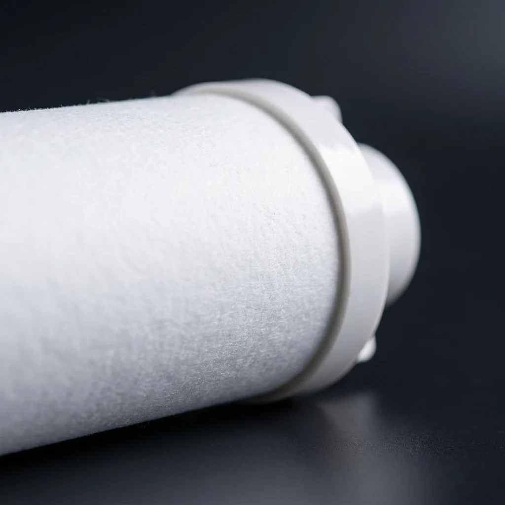 The felt wrap of the filter media, close up