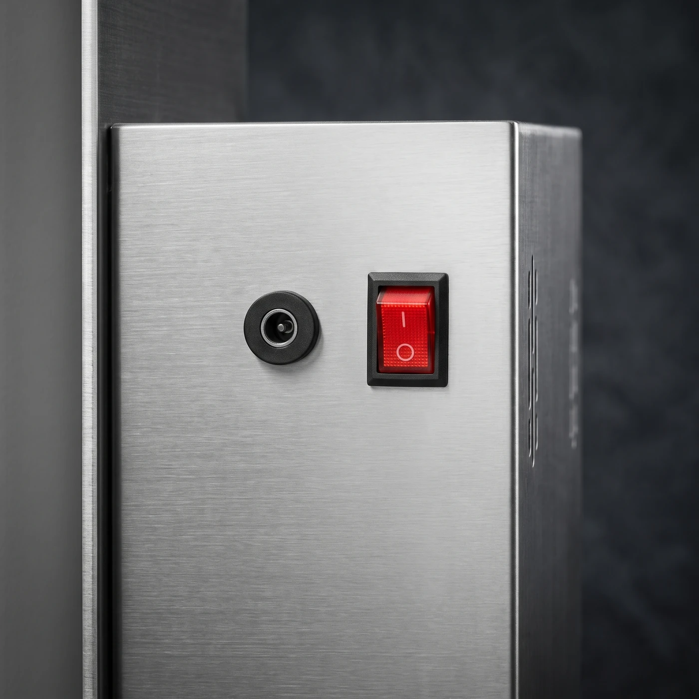 The control panel, switch and DC inlet