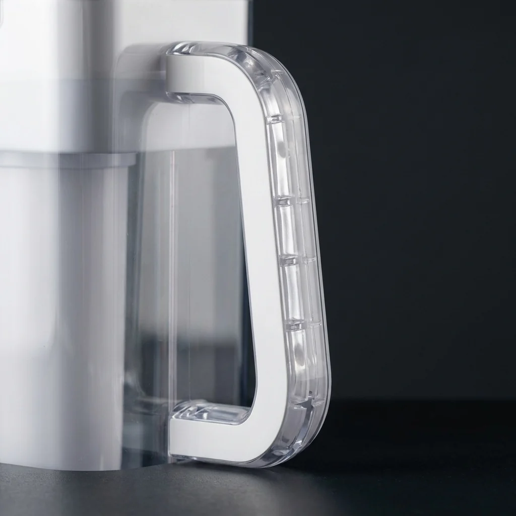 The ZenJar handle, a clear moulding over a white grip